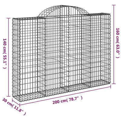 vidaXL Coșuri gabion arcuite 12 buc, 200x30x140/160cm, fier galvanizat