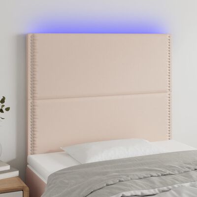 vidaXL Tăblie de pat cu LED cappuccino 80x5x118/128cm, piele ecologică