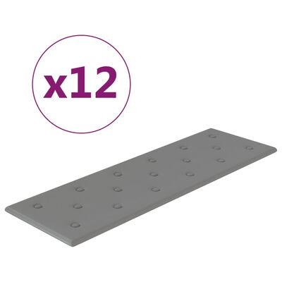 vidaXL Panouri de perete 12 buc. gri 90x30 cm piele ecologică 3,24 m²