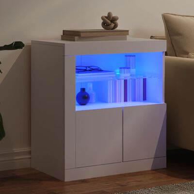 vidaXL Servantă cu lumini LED, alb, 60,5x37x67 cm