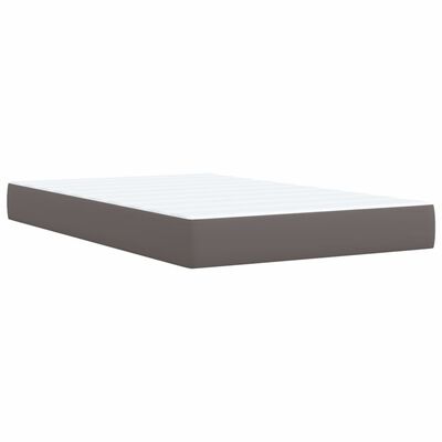 vidaXL Pat box spring cu saltea, gri, 120x190 cm, piele ecologică