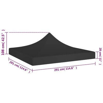 vidaXL Acoperiș pentru cort de petrecere, negru, 3 x 3 m, 270 g/m²