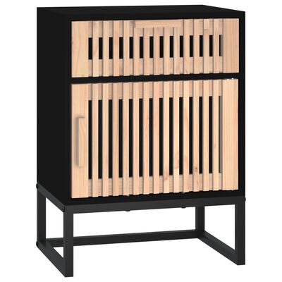vidaXL Dulap noptieră, negru, 40x30x55,5 cm, lemn prelucrat&fier