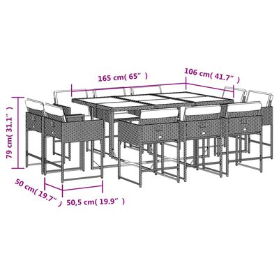 vidaXL Set mobilier grădină cu perne, 11 piese bej combinat poliratan