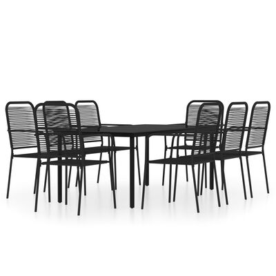 vidaXL Set mobilier de grădină, 9 piese, negru