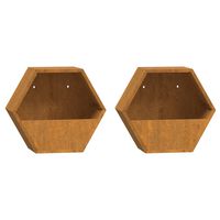 vidaXL Jardiniere de perete, 2 buc., ruginiu, 30x10x25 cm, oțel corten