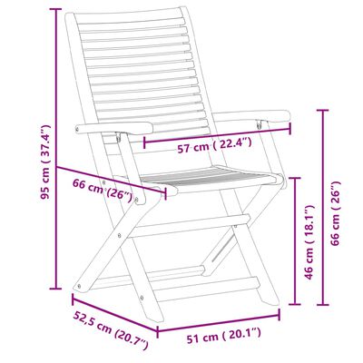 vidaXL Scaune de grădină pliante, 8 buc. 57x66x95 cm lemn masiv acacia