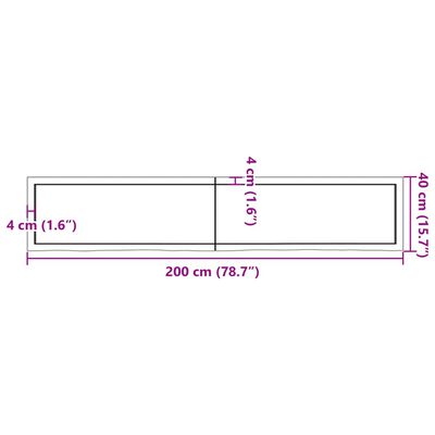 vidaXL Blat de masă maro 200x40x(2-4) cm, lemn masiv stejar tratat