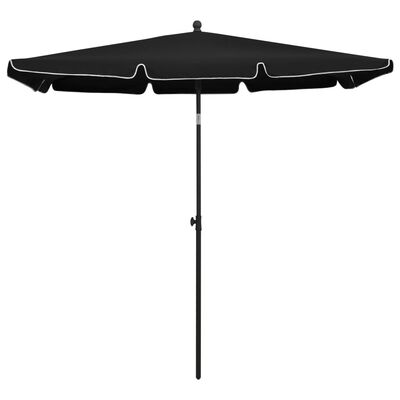 vidaXL Umbrelă de grădină cu stâlp, negru, 210x140 cm