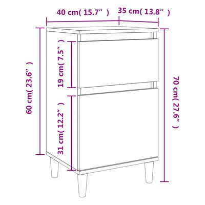 vidaXL Noptiere, 2 buc., stejar afumat, 40x35x70 cm