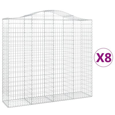 vidaXL Coșuri gabion arcuite 8 buc, 200x50x180/200 cm, fier galvanizat