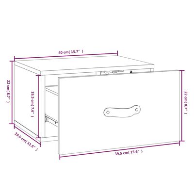 vidaXL Noptiere de perete, 2 buc., gri, 40x29,5x22 cm