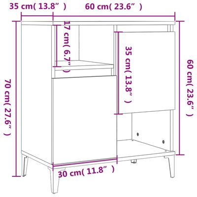 vidaXL Dulapuri, 2 buc, alb, 60x35x70 cm, lemn prelucrat