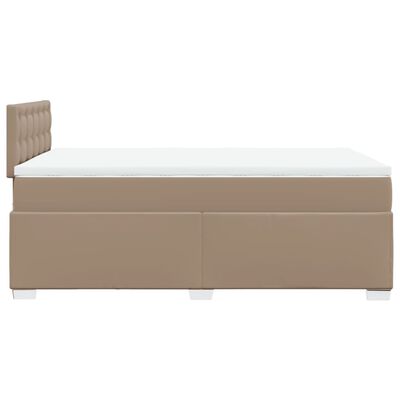 vidaXL Pat box spring cu saltea, cappuccino, 120x200cm piele ecologică