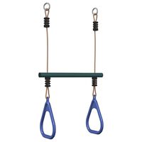 vidaXL Bară trapez cu inele de gimnastică copii, albastru/verde, oțel