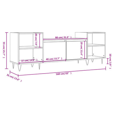 vidaXL Comodă TV, stejar sonoma, 160x35x55 cm, lemn prelucrat