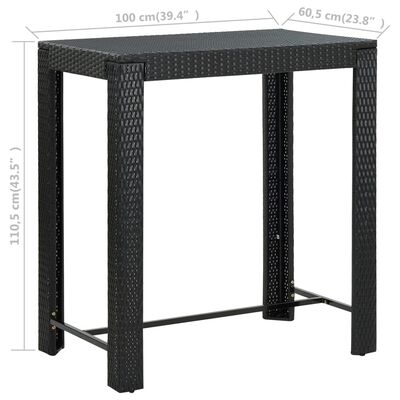 vidaXL Set mobilier bar de grădină cu perne, 7 piese, negru, poliratan