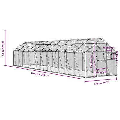 vidaXL Volieră de păsări, antracit, 1,79x10x1,85 m, aluminiu