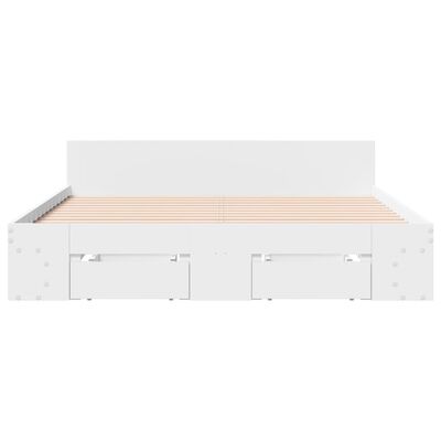 vidaXL Cadru de pat cu sertare, alb, 120x200 cm, lemn prelucrat