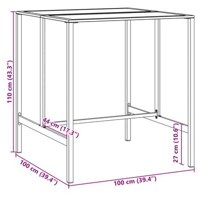 vidaXL Masă de bar, negru, 100x100x110 cm, oțel vopsit electrostatic