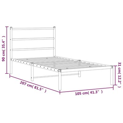 vidaXL Cadru de pat din metal cu tăblie, alb, 100x200 cm