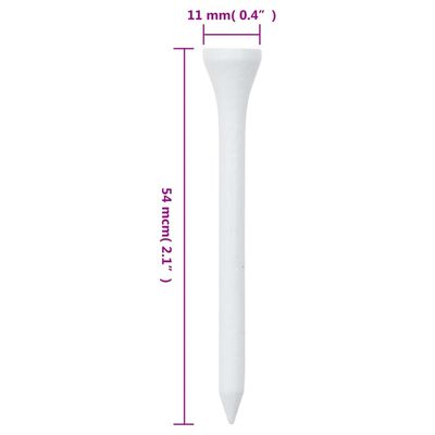 vidaXL Teuri de golf, 1000 buc., alb, 54 mm, bambus