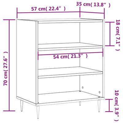 vidaXL Servantă, gri beton, 57x35x70 cm, lemn compozit