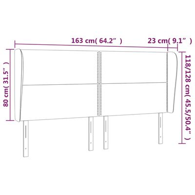 vidaXL Tăblie de pat cu aripioare gri închis 163x23x118/128 cm catifea