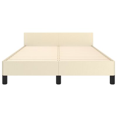 vidaXL Cadru de pat cu tăblie, crem, 120x200 cm, piele ecologică