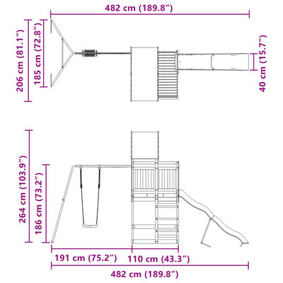 vidaXL Set de joacă pentru exterior, lemn de pin impregnat