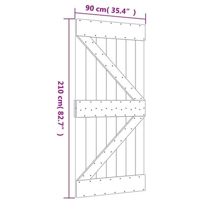 vidaXL Ușă glisantă cu set feronerie, 90x210 cm, lemn masiv de pin