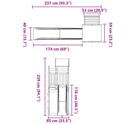 vidaXL Set de joacă pentru exterior, lemn masiv de pin