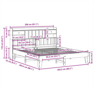 vidaXL Cadru de pat fără saltea, maro ceruit 200x200 cm lemn masiv pin