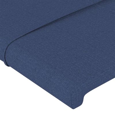 vidaXL Tăblie de pat cu LED, albastru, 180x5x118/128 cm, textil