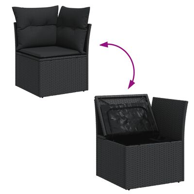 vidaXL Set mobilier de grădină cu perne, 13 piese, negru, poliratan