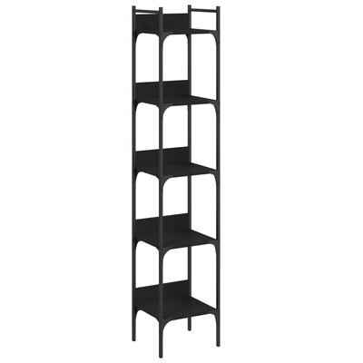 vidaXL Bibliotecă cu 5 niveluri, negru, 35x30x174 cm, lemn prelucrat