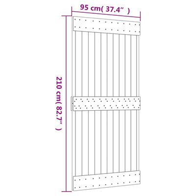 vidaXL Ușă glisantă cu set de feronerie 95x210 cm, lemn masiv de pin