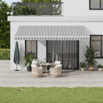 vidaXL Copertină retractabilă manual cu LED, antracit/alb, 500x300 cm