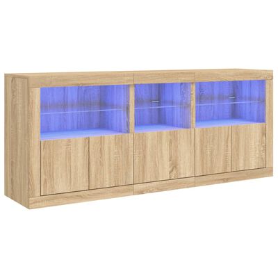 vidaXL Dulap cu lumini LED, stejar sonoma, 162x37x67 cm