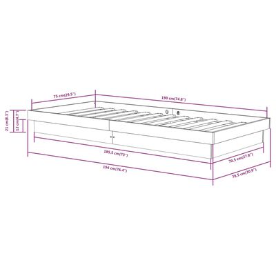 vidaXL Cadru de pat mic single, 75x190 cm, lemn masiv