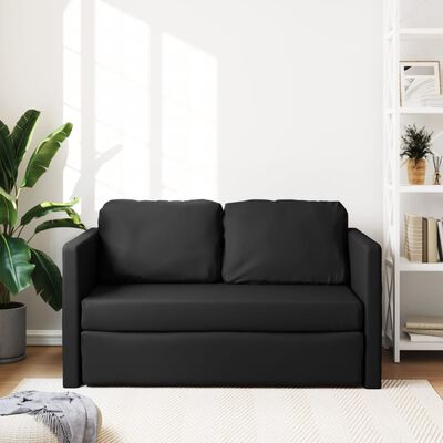 vidaXL Canapea extensibilă 2 în 1, negru, 112x174x55cm piele ecologică