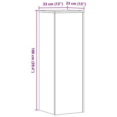 vidaXL Suport de plante, sonoma gri, 33x33x100 cm, lemn prelucrat