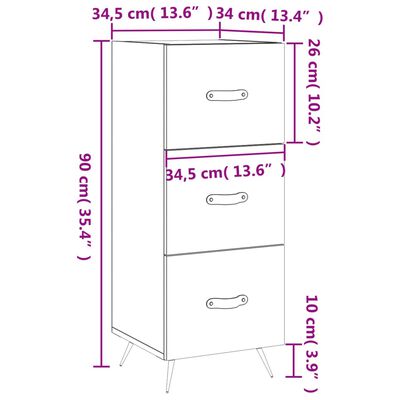 vidaXL Servantă, gri beton, 34,5x34x90 cm, lemn compozit