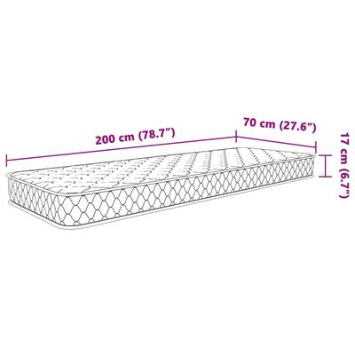 vidaXL Saltea din spumă cu memorie, alb, 70x200x17 cm