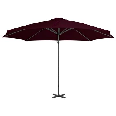 vidaXL Umbrelă suspendată cu stâlp din aluminiu, roșu, 300 cm