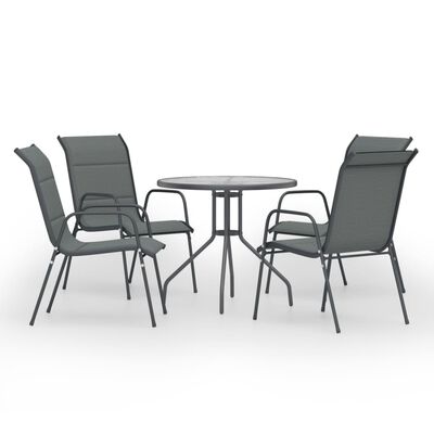 vidaXL Set mobilier de exterior, 5 piese, antracit, oțel