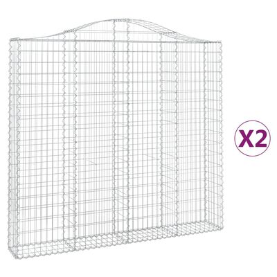 vidaXL Coșuri gabion arcuite 2 buc, 200x30x180/200cm, fier galvanizat