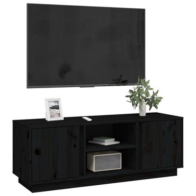 vidaXL Comodă TV, negru, 110x35x40,5 cm, lemn masiv de pin