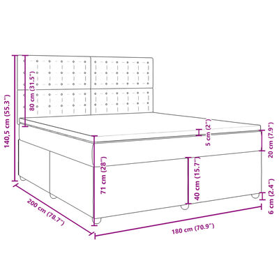 vidaXL Pat box spring cu saltea, albastru, 180x200 cm, material textil