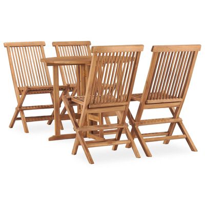 vidaXL Set mobilier de exterior pliabil, 5 piese, lemn masiv de tec